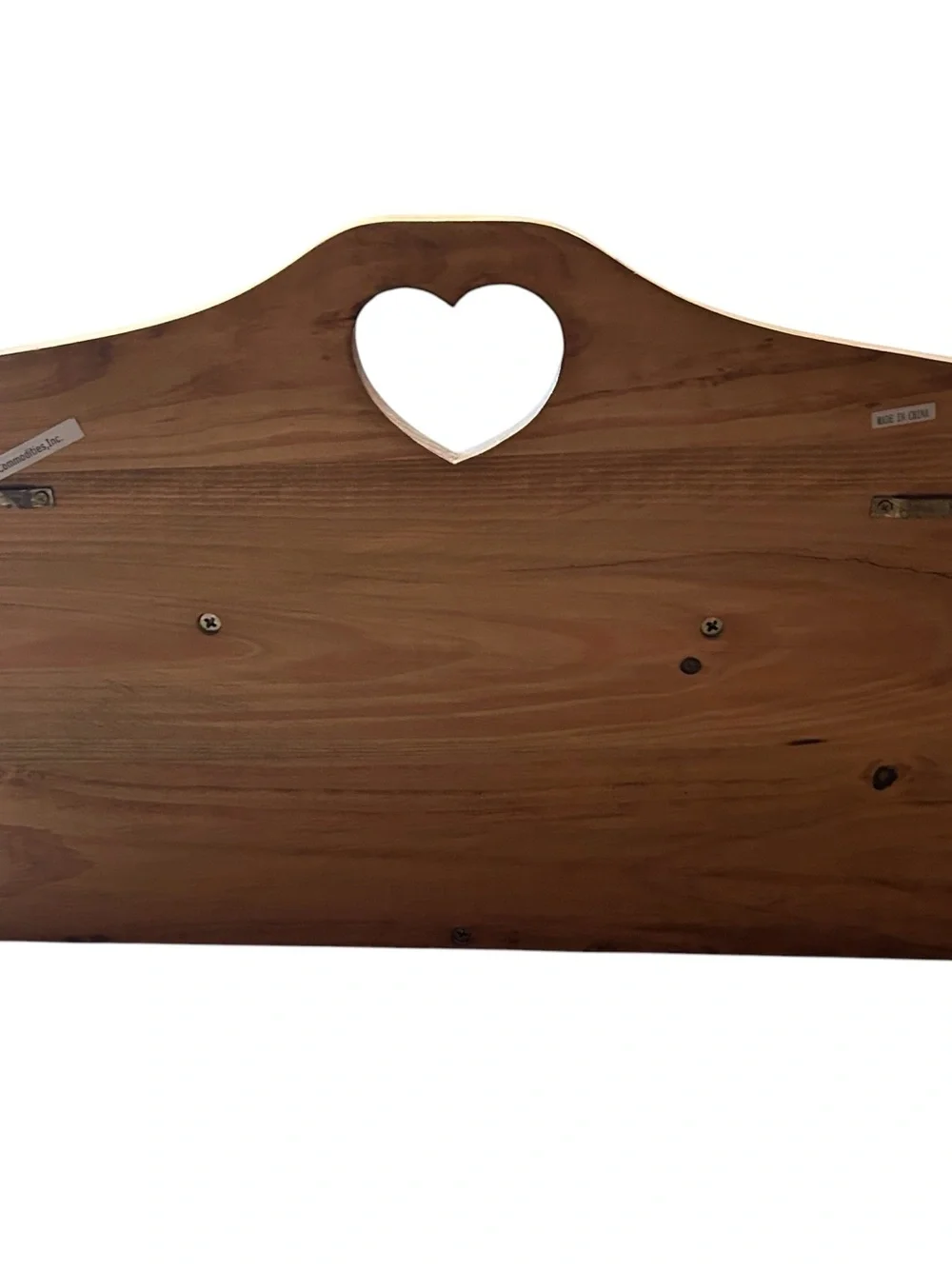 VTG 90s Country Wooden Heart Shelf with Picket Fence Accent